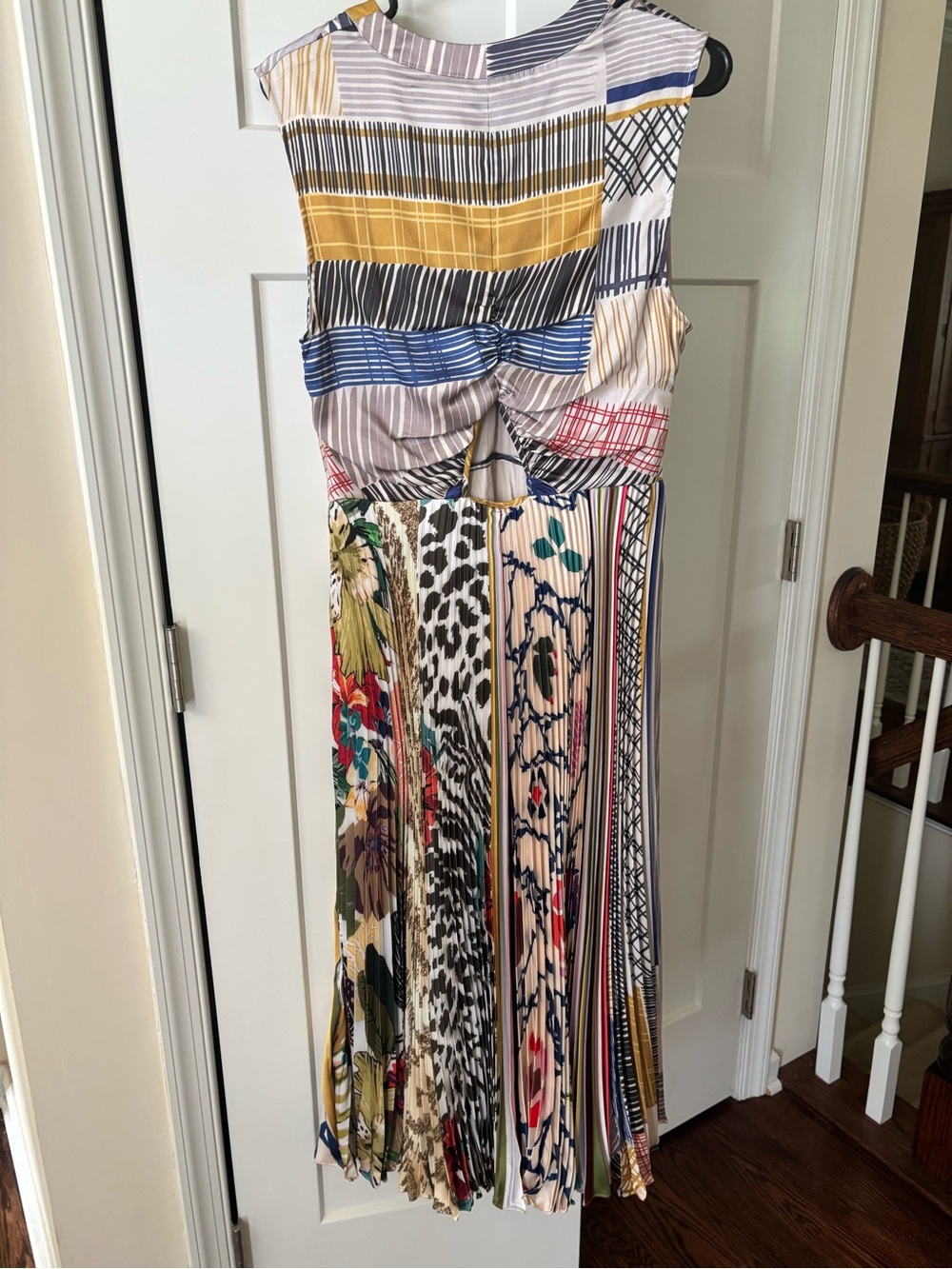 Anthropologie Multicolor Pleated Maxi Dress - Cream, Blue, Red, Green - Picture 3 of 8